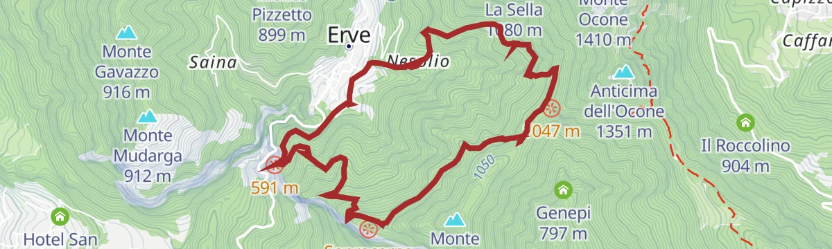 Route map: Sul Monte Spedone verso Nesolio